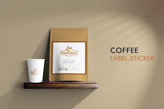 do amazing coffee sticker and bag design