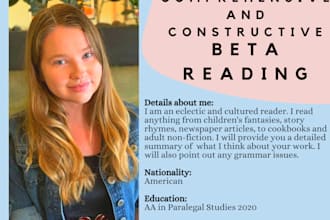 be your comprehensive beta reader