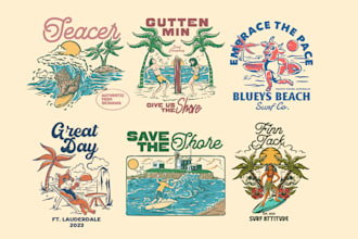 create surf inspired tshirt design