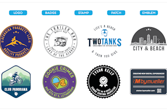 create unique stamp, round, logo, badge, sticker design