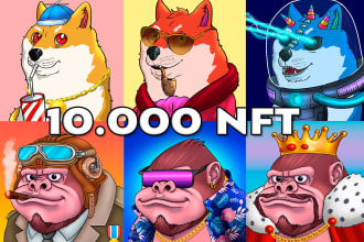 create an nft art collection with 100, 1k, 10k nfts for opensea