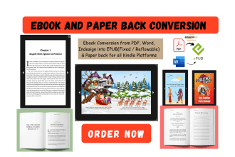 ebook conversion from PDF, word, indesign into epub and kindle formats