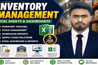 create inventory tracker, stock  management and warehouse excel dashboard
