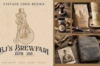 create vintage badge logo and hand drawn illustration for your brand