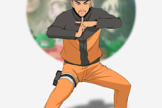 draw you as naruto character in 24 hours