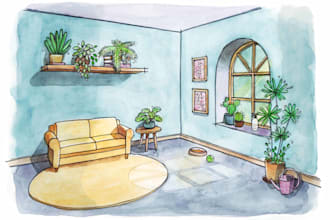 draw interior architecture designs and sketches by hand