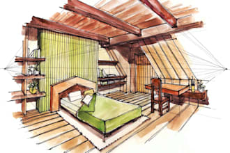 draw interior architecture designs and sketches by hand