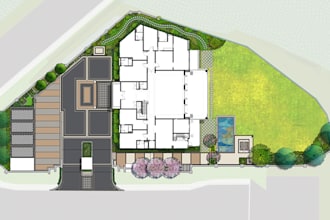 render 2d landscape plan, site plan, and real estate layout