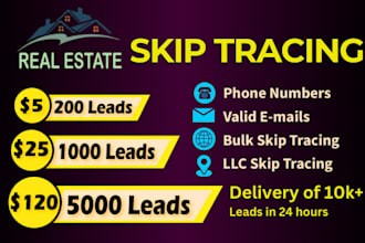 do real estate skip tracing and llc skip tracing in bulk motivated seller leads