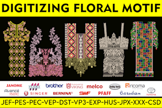 digitize floral motif embroidery pattern