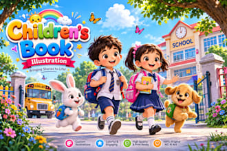 children story book illustration kids book cover