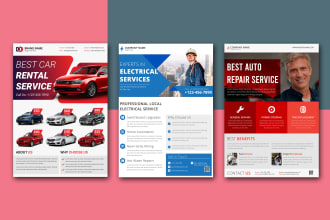 design auto repair, electrician, and car rental flyer poster leaflet design