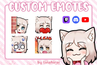 draw custom twitch emotes in cute anime style