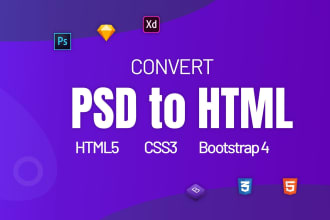 convert psd to html, xd to html ,figma to html