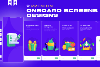 do modern app icon design, splash screen and onboard screen designs