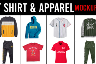 create amazing t shirt mockup and apparel mockup for you