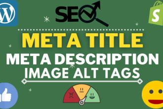 write SEO meta tags, title, description, and images alt tags