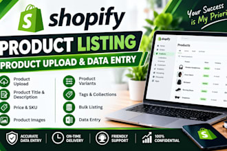 do upload products listing in shopify and product data entry