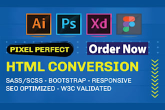 convert PSD to HTML, figma to HTML, responsive