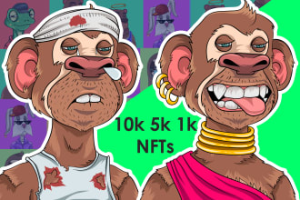 create randemoly generated nft arts 1k 5k 10k for opensea