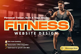 build gym website, yoga website, personal trainer, or fitness website design