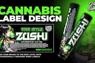 design cannabis pre roll, jars and weed product packaging