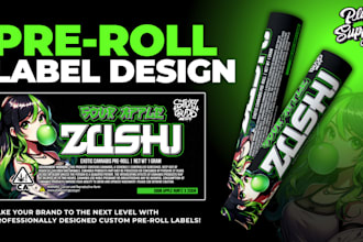 design weed label, cannabis cbd product labels, pre rolls
