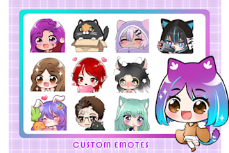 create cute custom emotes,badges for your twitch,discord