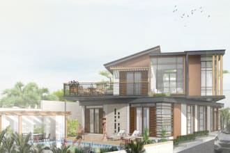 be the architect or draftsman for your exterior 3d model, design and render