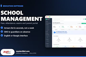 build school management software with fees attendance and exams