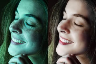 retouch face skin beauty portrait and replace alter background headshot photo