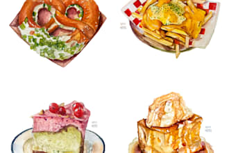 draw food illustration in watercolour