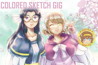 draw anime colored sketch for you