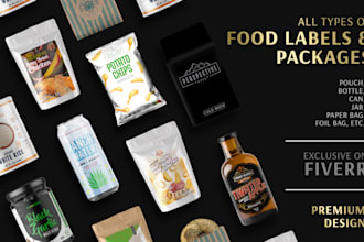 design modern, premium food packaging and label designs