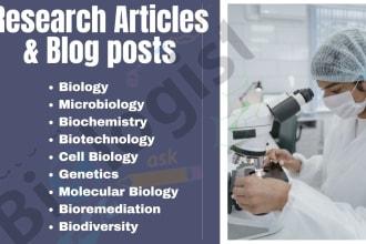 write research articles on biology, microbiology, genetics, and cell biology