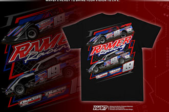 create a custom amazing automotive tshirt design