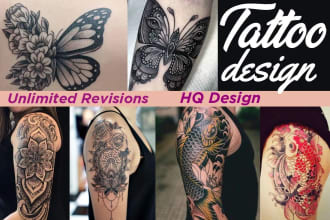 draw black and white geometric tattoos, flowers, animal portrait tattoo