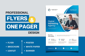 design professional flyer, one pager and marketing materials