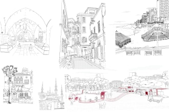 do concept hand drawn architectural render sketch