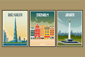 design an amazing minimalist vintage travel poster