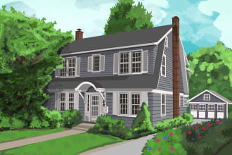 draw property or house illustration for real estate projects