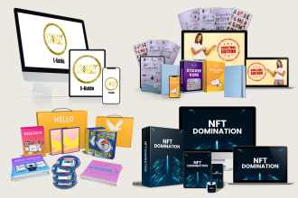 design 3d digital product cover mockup, ecover bundle, online course cover