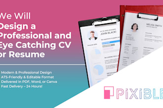 design a professional and eye catching CV or resume