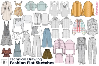 create professional flat sketches and commercial tech packs