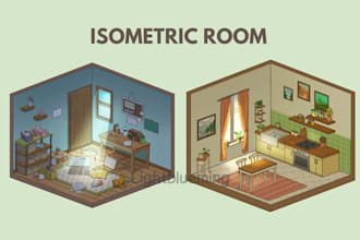 draw 2d isometric room or house