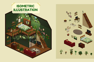 draw 2d isometric room or house
