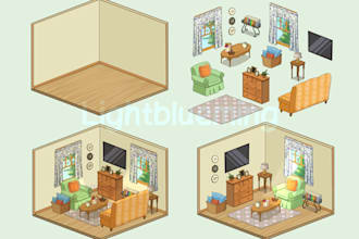 draw 2d isometric room or house