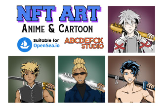 draw unique nft anime, animal , cartoon innmy style
