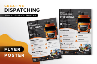 do creative dispatch and logistics trucks flyer or poster