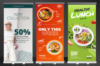 design roll up banner, shop sign, signboard,  backdrop